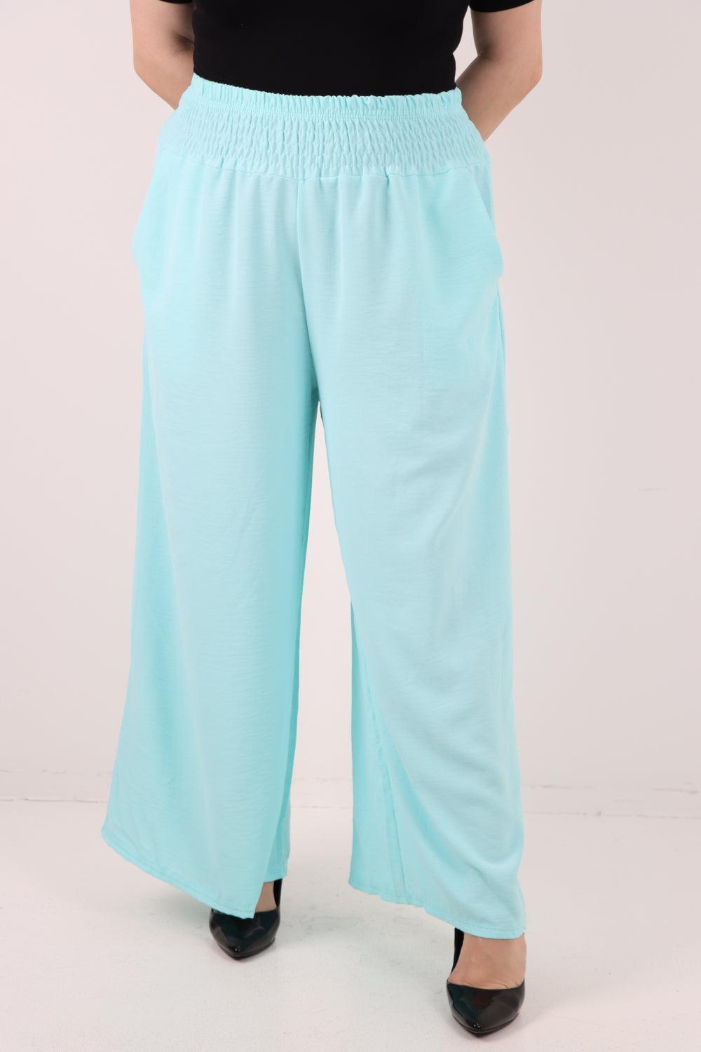 Shirred Waist Side Pockets Trouser - Lashra Fashion