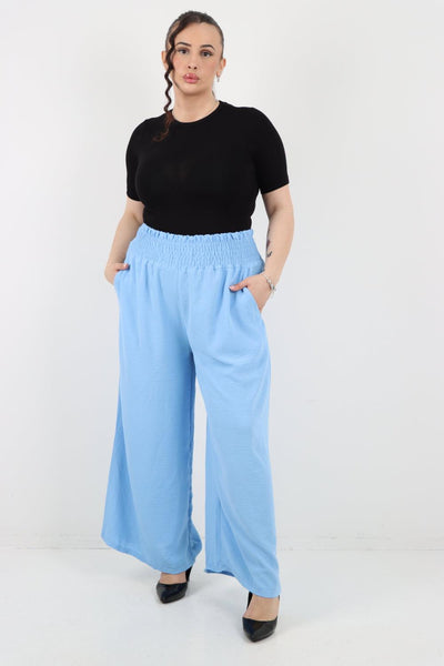 Shirred Waist Side Pockets Trouser - Lashra Fashion