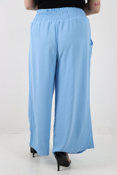 Shirred Waist Side Pockets Trouser - Lashra Fashion