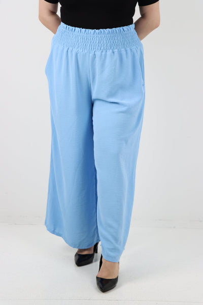 Shirred Waist Side Pockets Trouser - Lashra Fashion