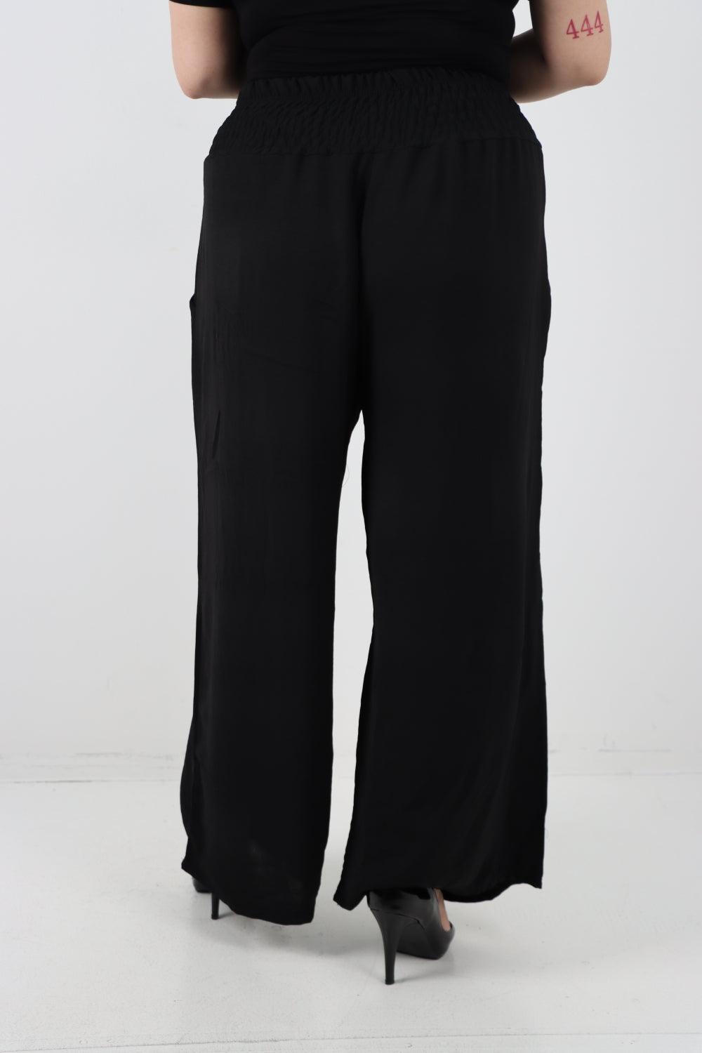 Shirred Waist Side Pockets Trouser - Lashra Fashion