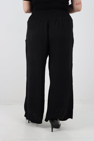 Shirred Waist Side Pockets Trouser - Lashra Fashion