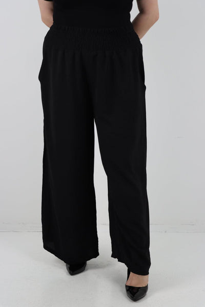 Shirred Waist Side Pockets Trouser - Lashra Fashion