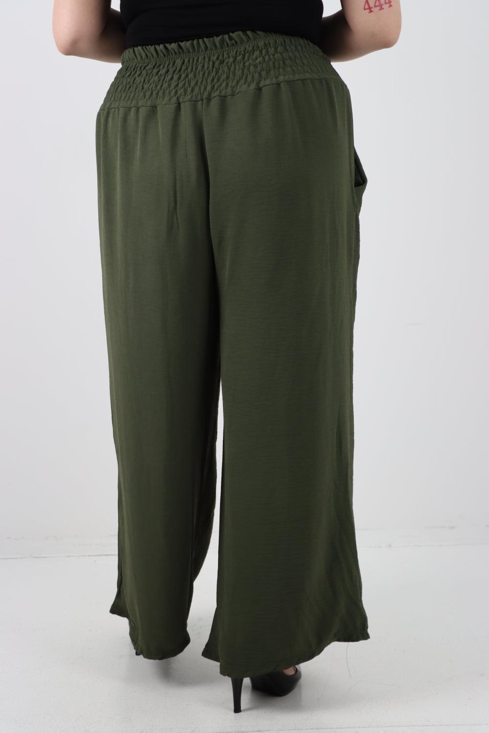 Shirred Waist Side Pockets Trouser - Lashra Fashion