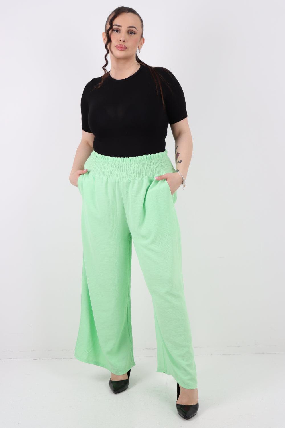 Shirred Waist Side Pockets Trouser - Lashra Fashion