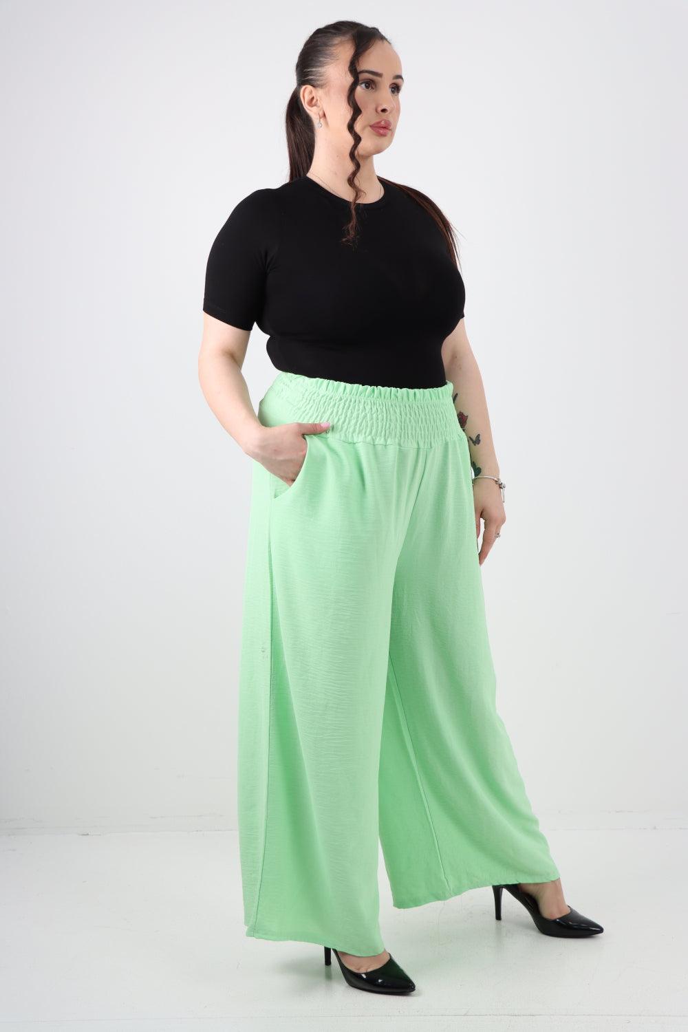 Shirred Waist Side Pockets Trouser - Lashra Fashion