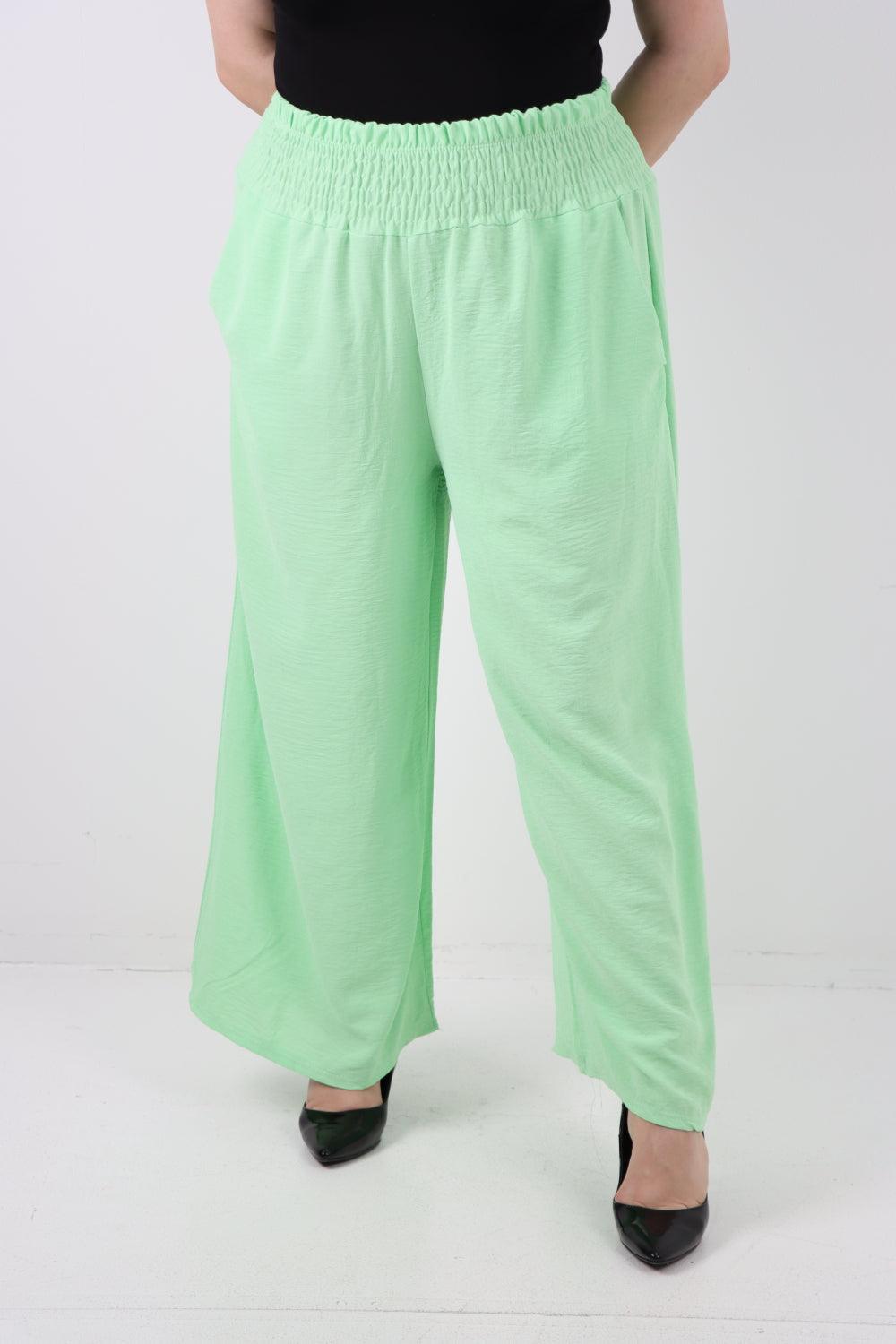 Shirred Waist Side Pockets Trouser - Lashra Fashion