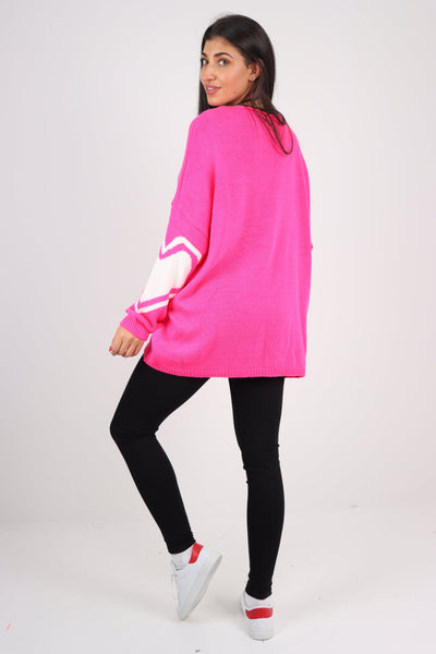 Oversized Heart Print Knitted Jumper Top