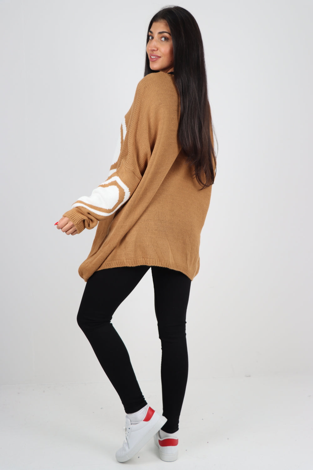 Oversized Heart Print Knitted Jumper Top