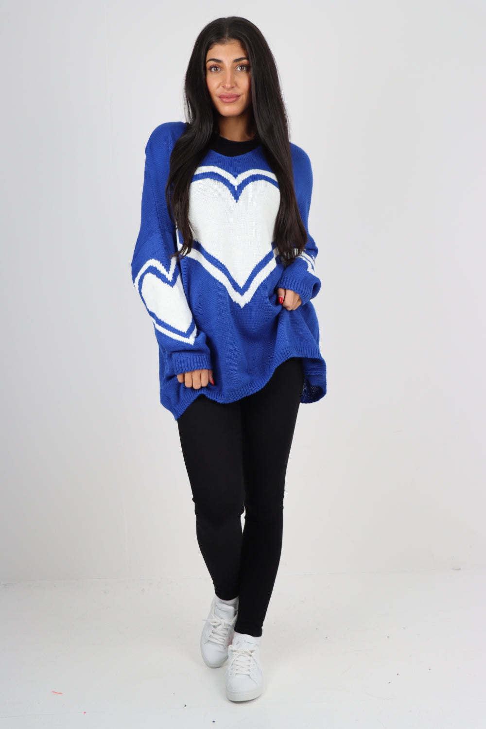 Oversized Heart Print Knitted Jumper Top