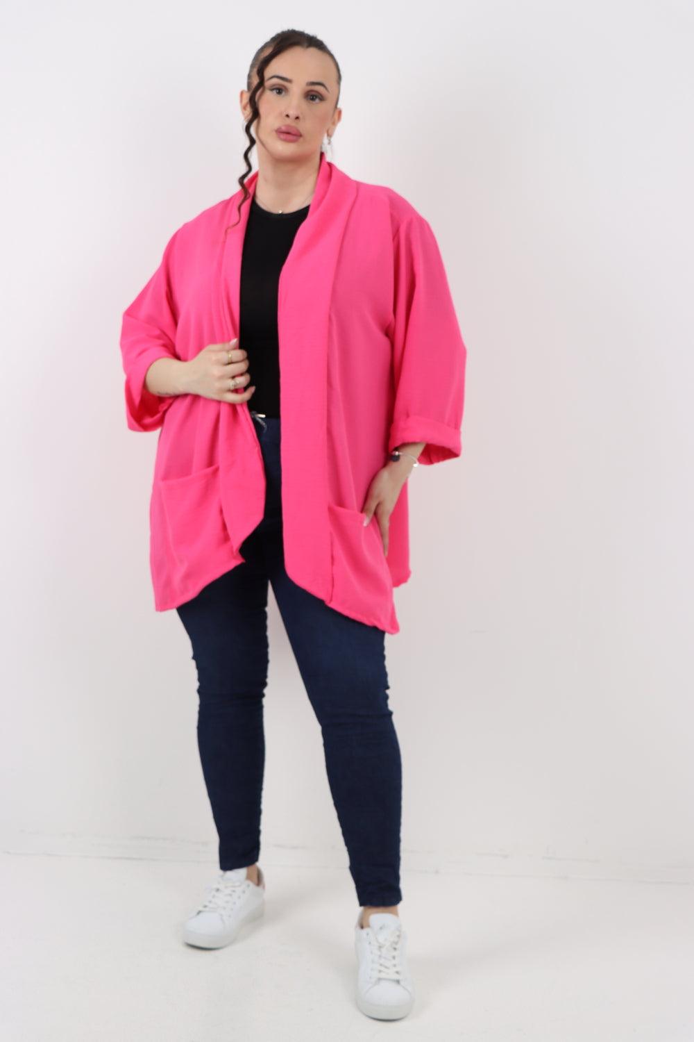 3/4 Sleeve Open Front Lightweight Cardigan - Lashra Fashion