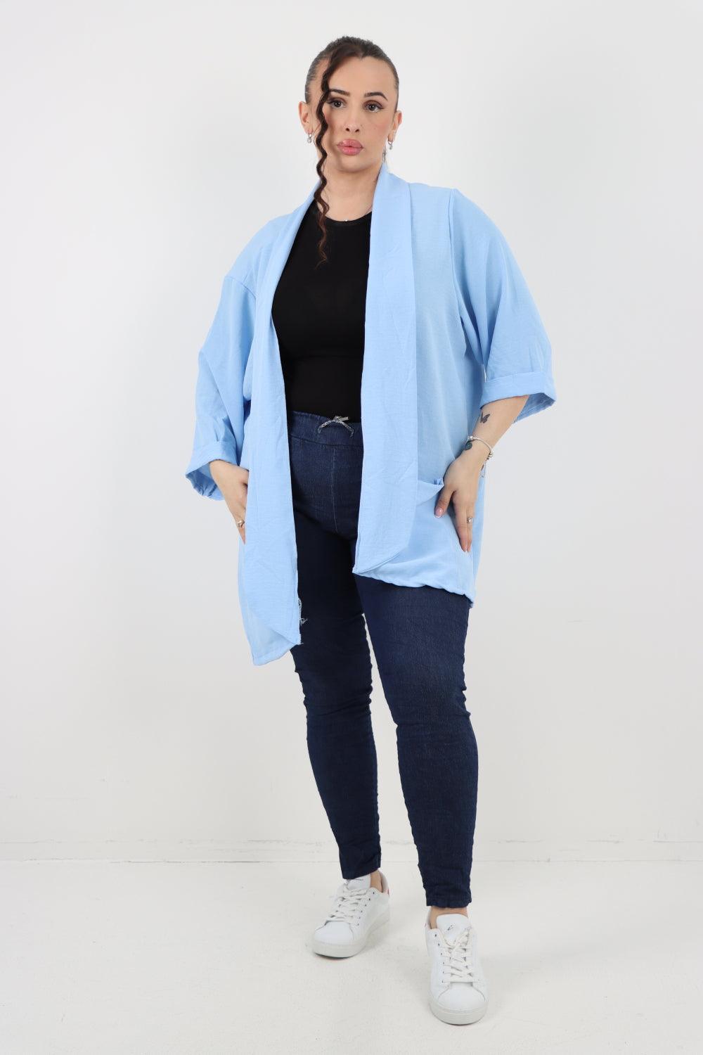 3/4 Sleeve Open Front Lightweight Cardigan - Lashra Fashion