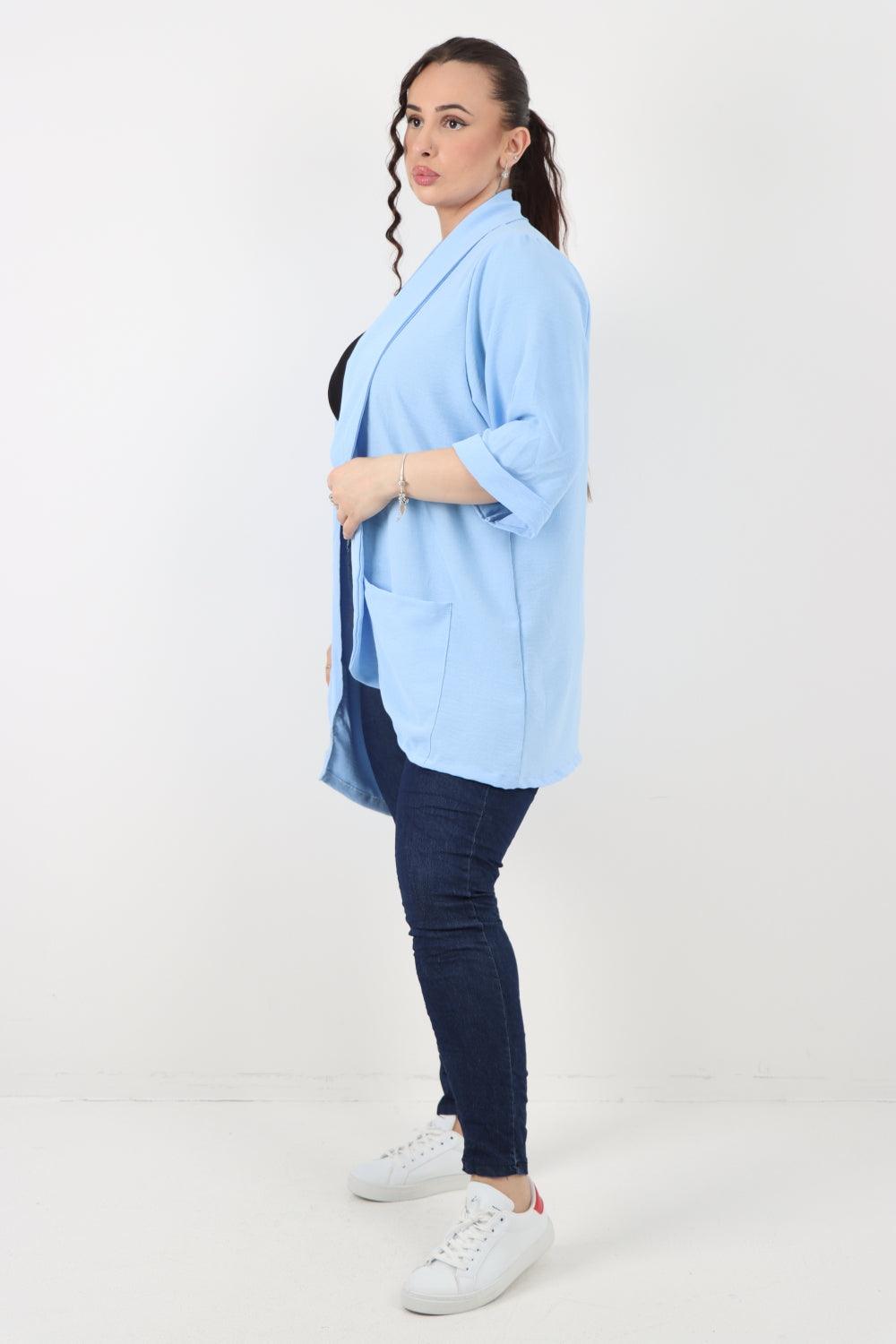 3/4 Sleeve Open Front Lightweight Cardigan - Lashra Fashion