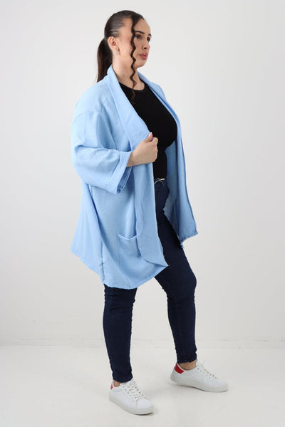 3/4 Sleeve Open Front Lightweight Cardigan - Lashra Fashion