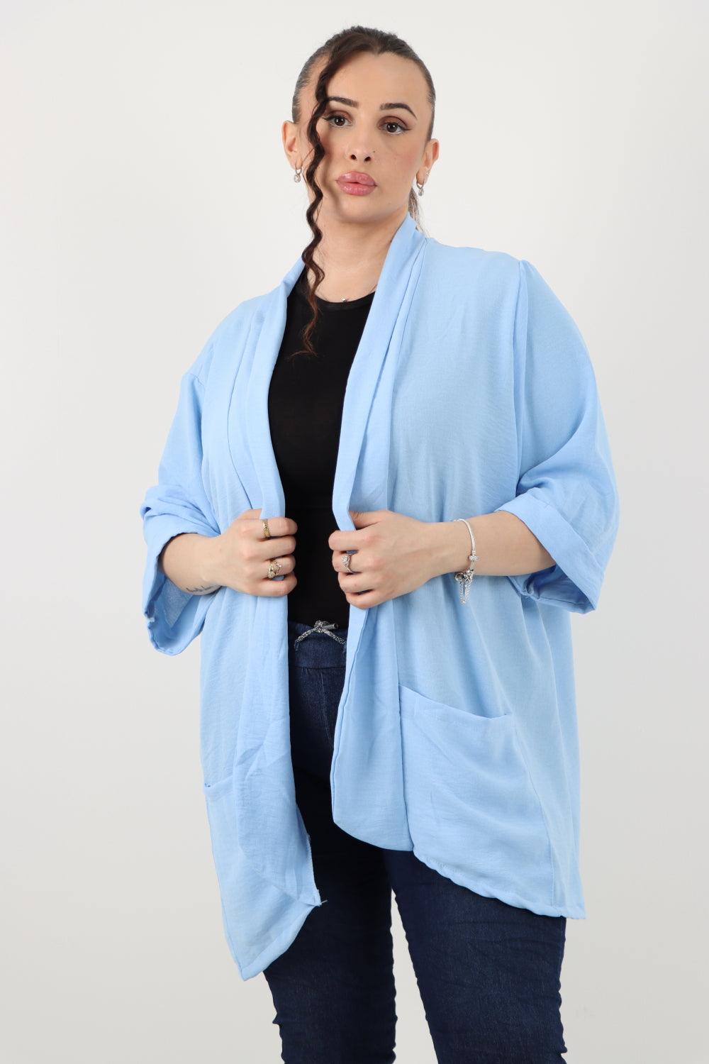 3/4 Sleeve Open Front Lightweight Cardigan - Lashra Fashion