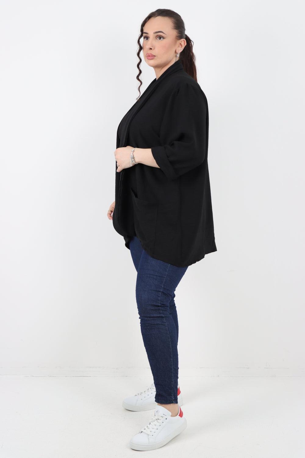 3/4 Sleeve Open Front Lightweight Cardigan - Lashra Fashion