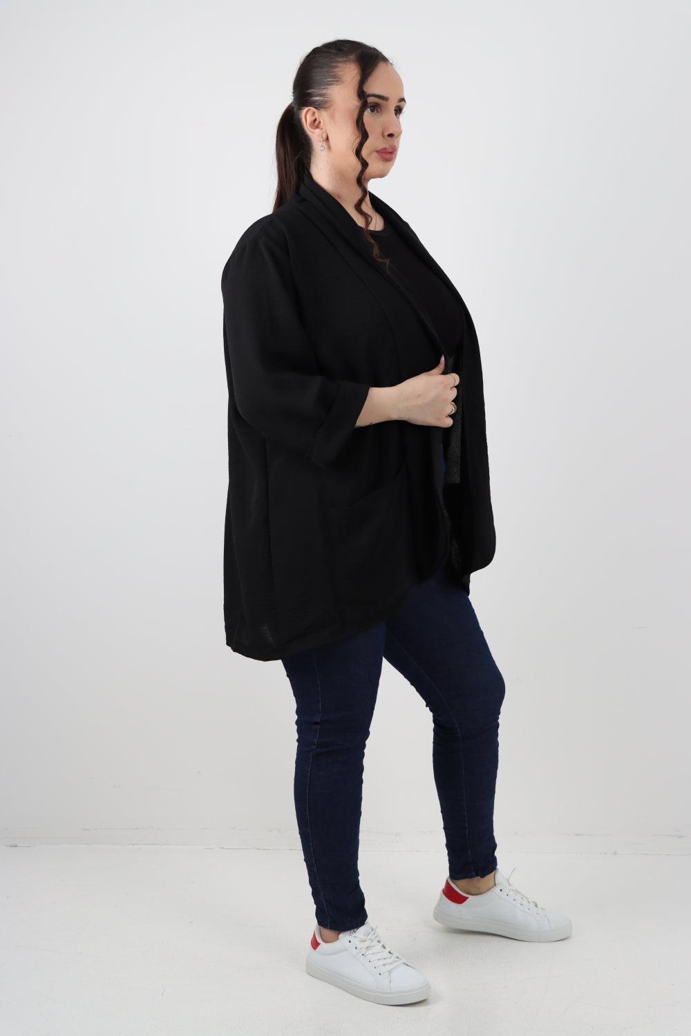 3/4 Sleeve Open Front Lightweight Cardigan - Lashra Fashion