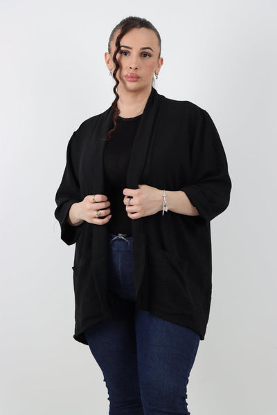 3/4 Sleeve Open Front Lightweight Cardigan - Lashra Fashion