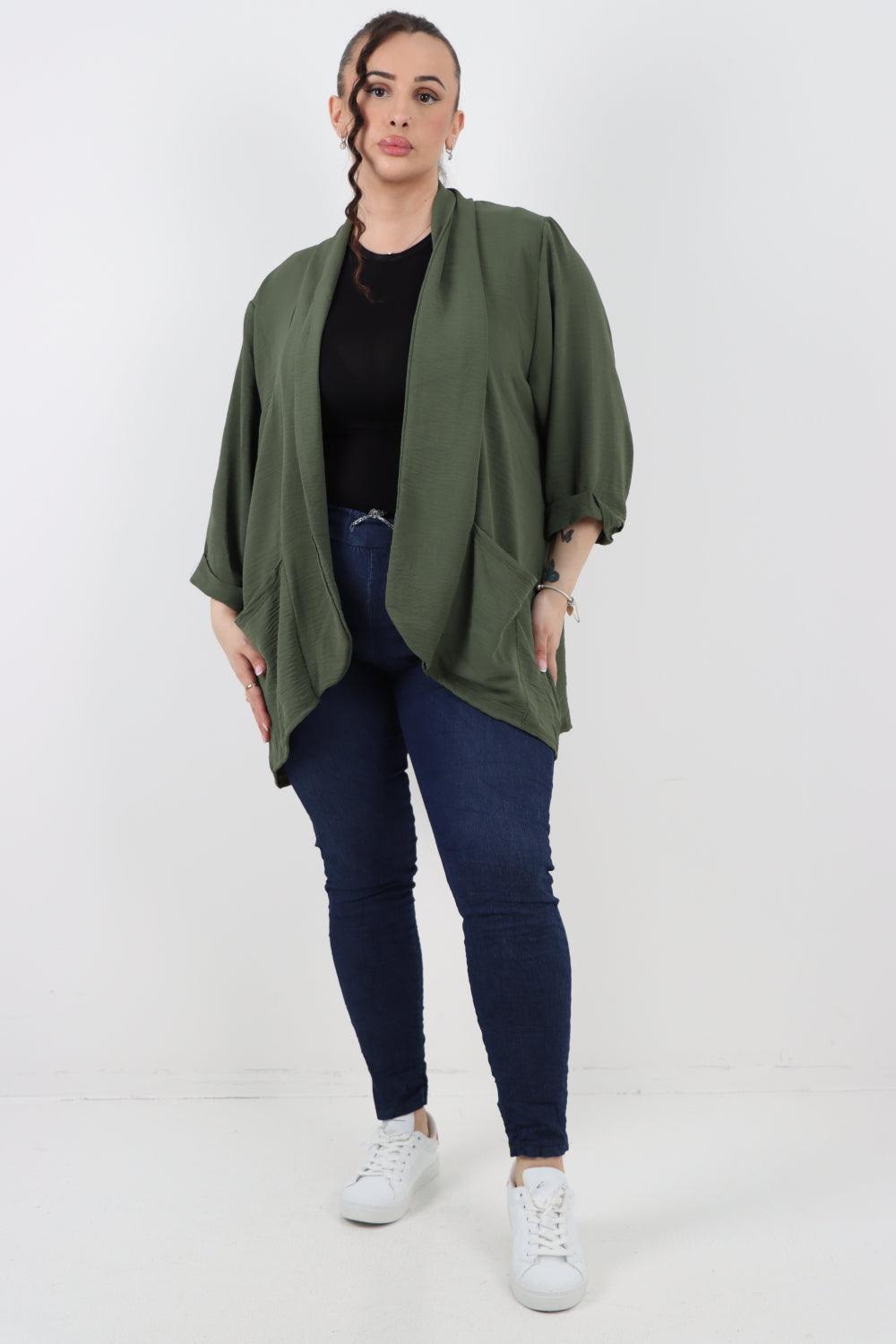 3/4 Sleeve Open Front Lightweight Cardigan - Lashra Fashion