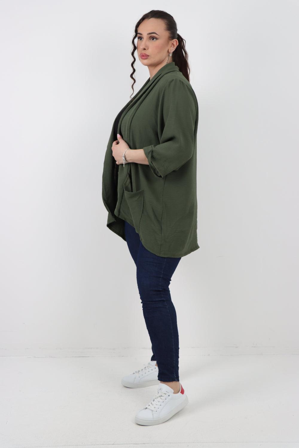 3/4 Sleeve Open Front Lightweight Cardigan - Lashra Fashion