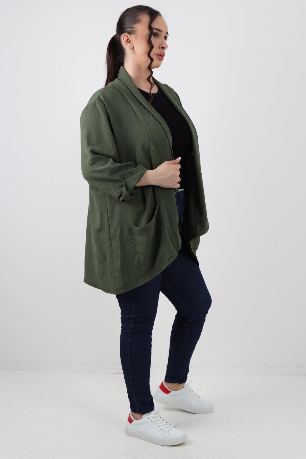 3/4 Sleeve Open Front Lightweight Cardigan - Lashra Fashion