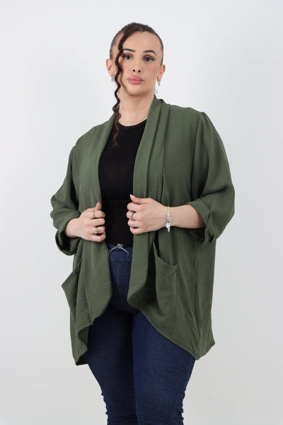 3/4 Sleeve Open Front Lightweight Cardigan - Lashra Fashion