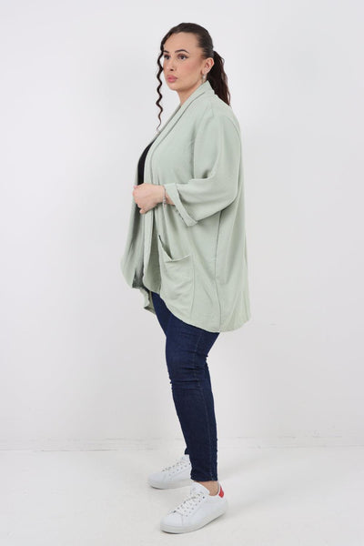 3/4 Sleeve Open Front Lightweight Cardigan - Lashra Fashion