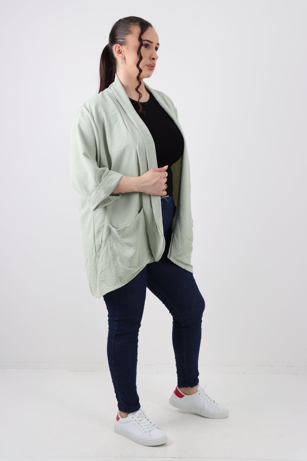 3/4 Sleeve Open Front Lightweight Cardigan - Lashra Fashion