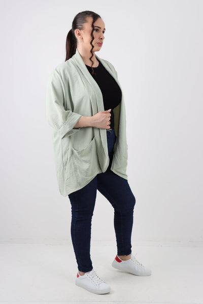 3/4 Sleeve Open Front Lightweight Cardigan - Lashra Fashion