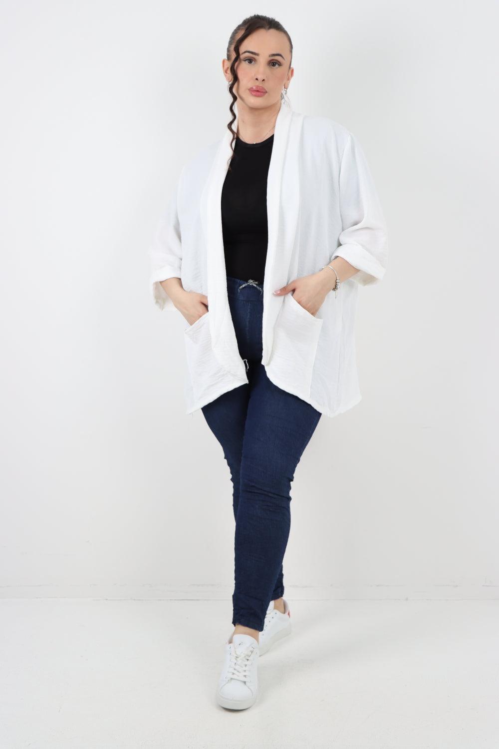 3/4 Sleeve Open Front Lightweight Cardigan - Lashra Fashion