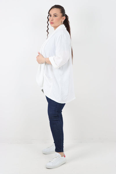 3/4 Sleeve Open Front Lightweight Cardigan - Lashra Fashion