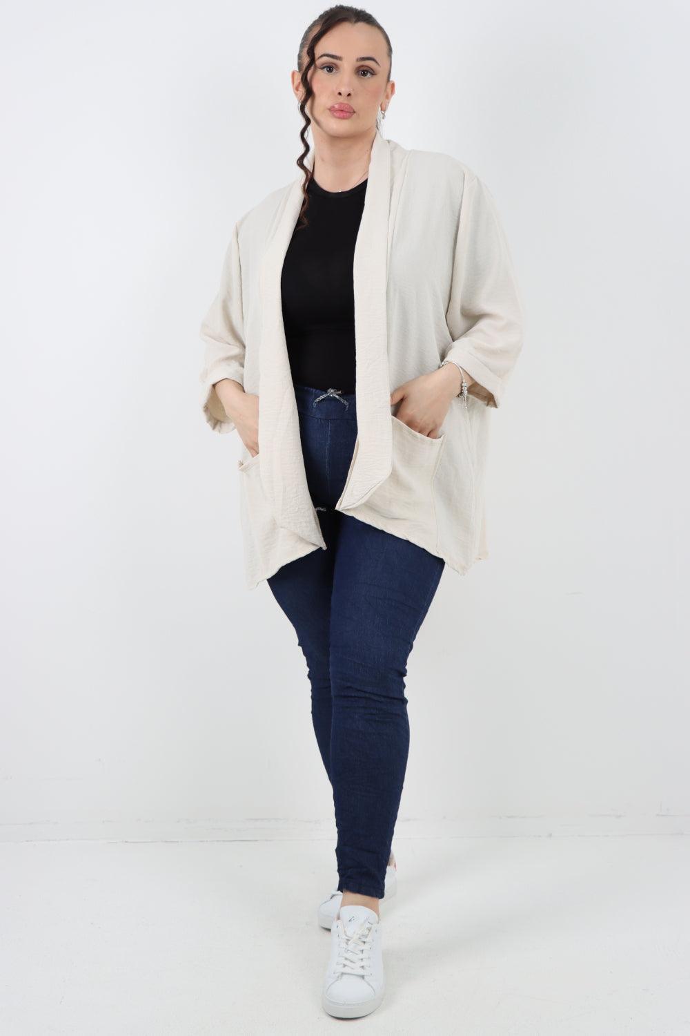 3/4 Sleeve Open Front Lightweight Cardigan - Lashra Fashion