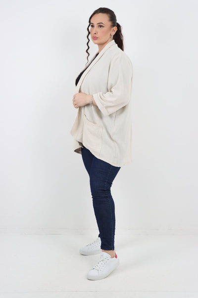 3/4 Sleeve Open Front Lightweight Cardigan - Lashra Fashion