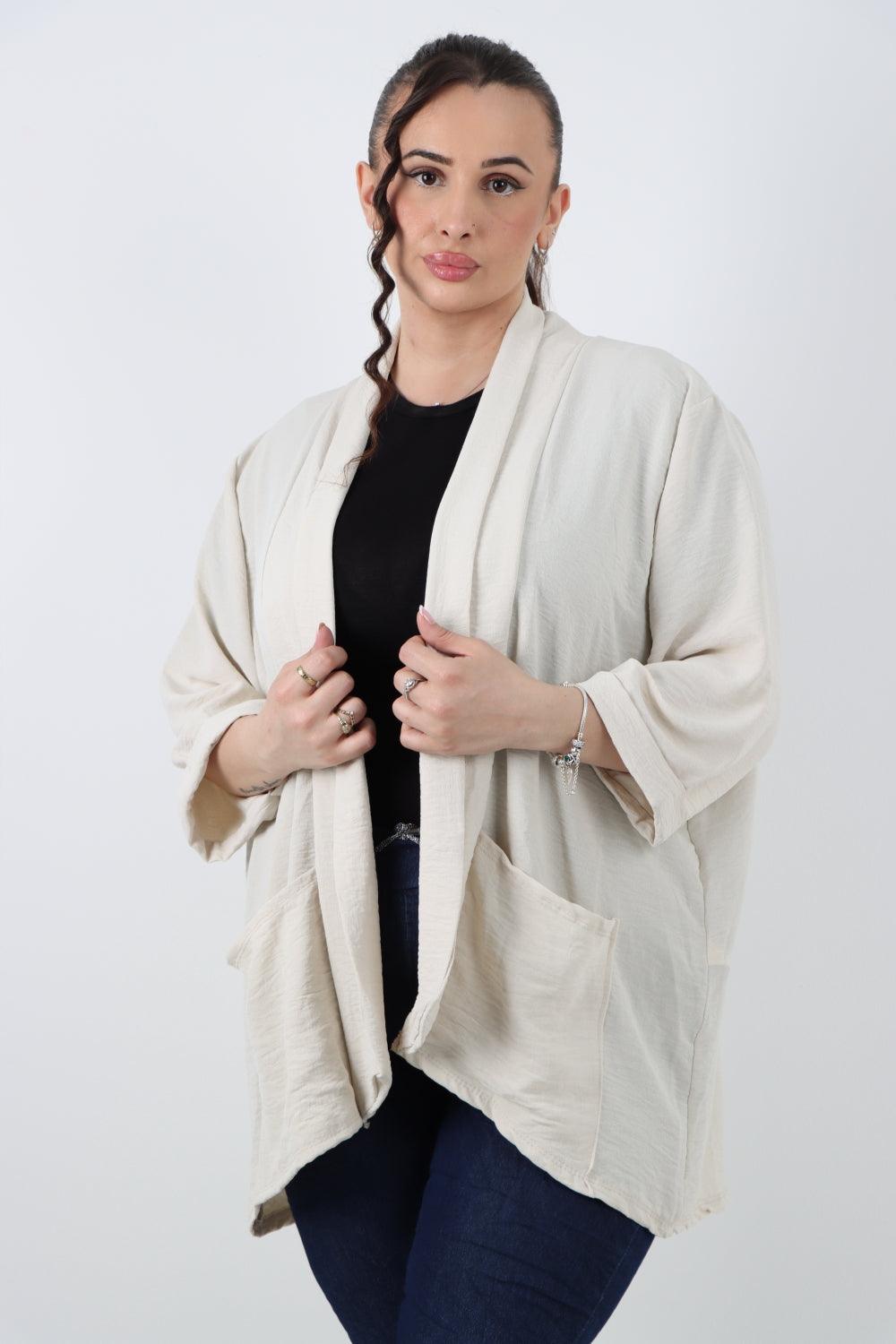 3/4 Sleeve Open Front Lightweight Cardigan - Lashra Fashion