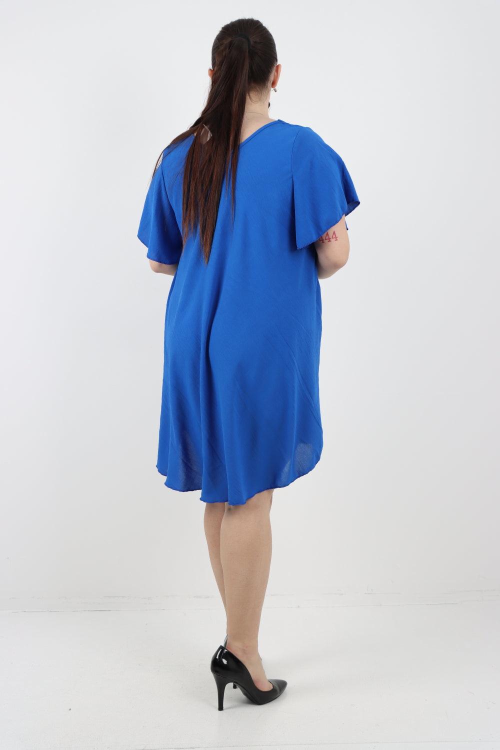 Plain Short Sleeve Mini Dress - Lashra Fashion