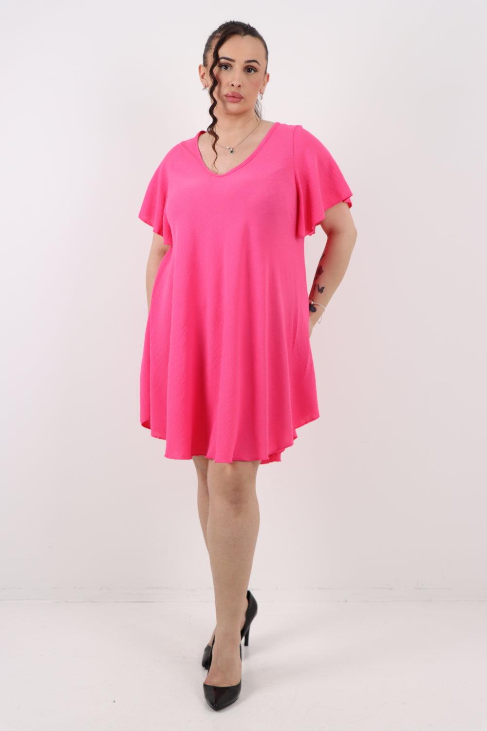 Plain Short Sleeve Mini Dress - Lashra Fashion