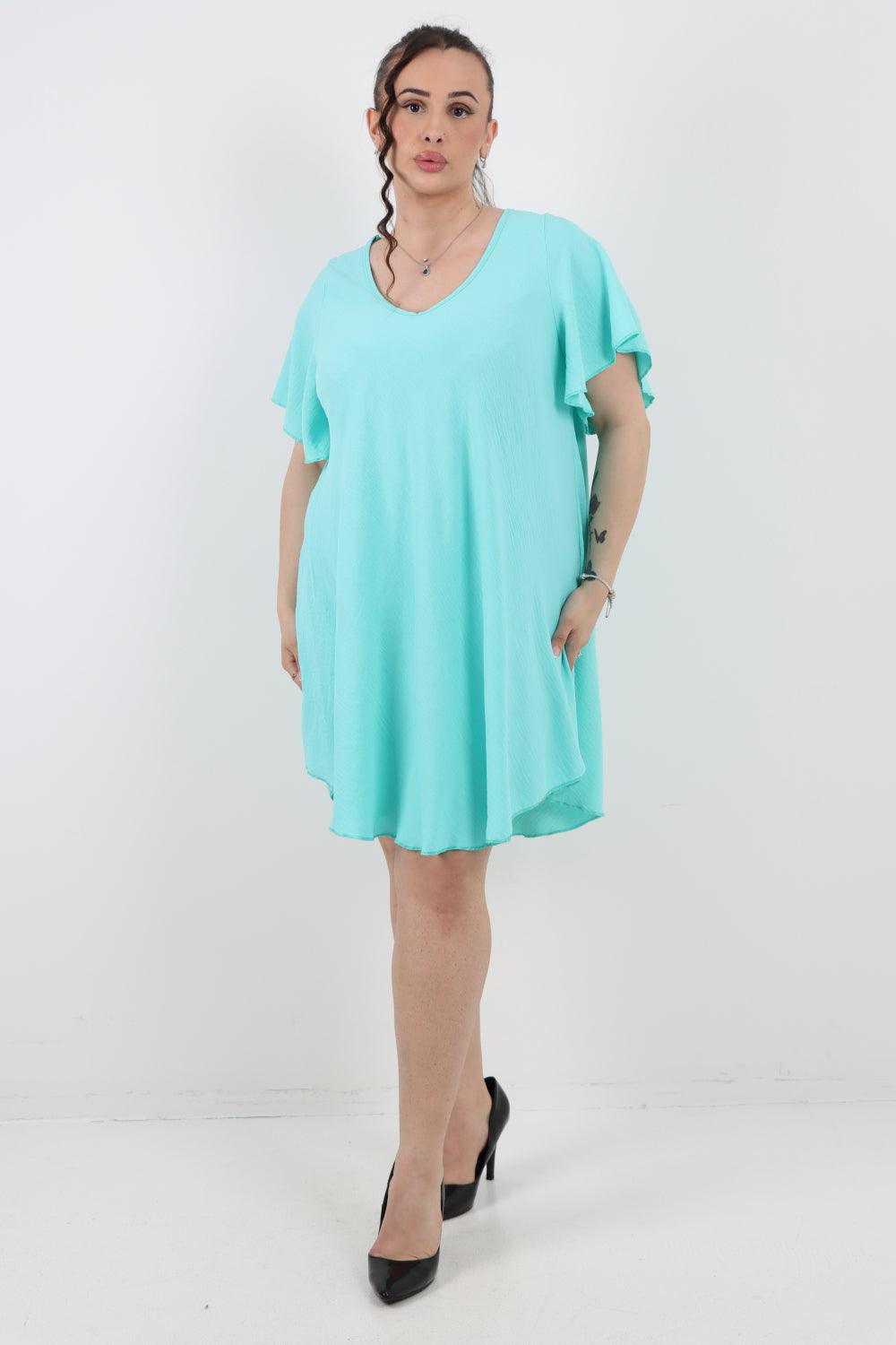 Plain Short Sleeve Mini Dress - Lashra Fashion