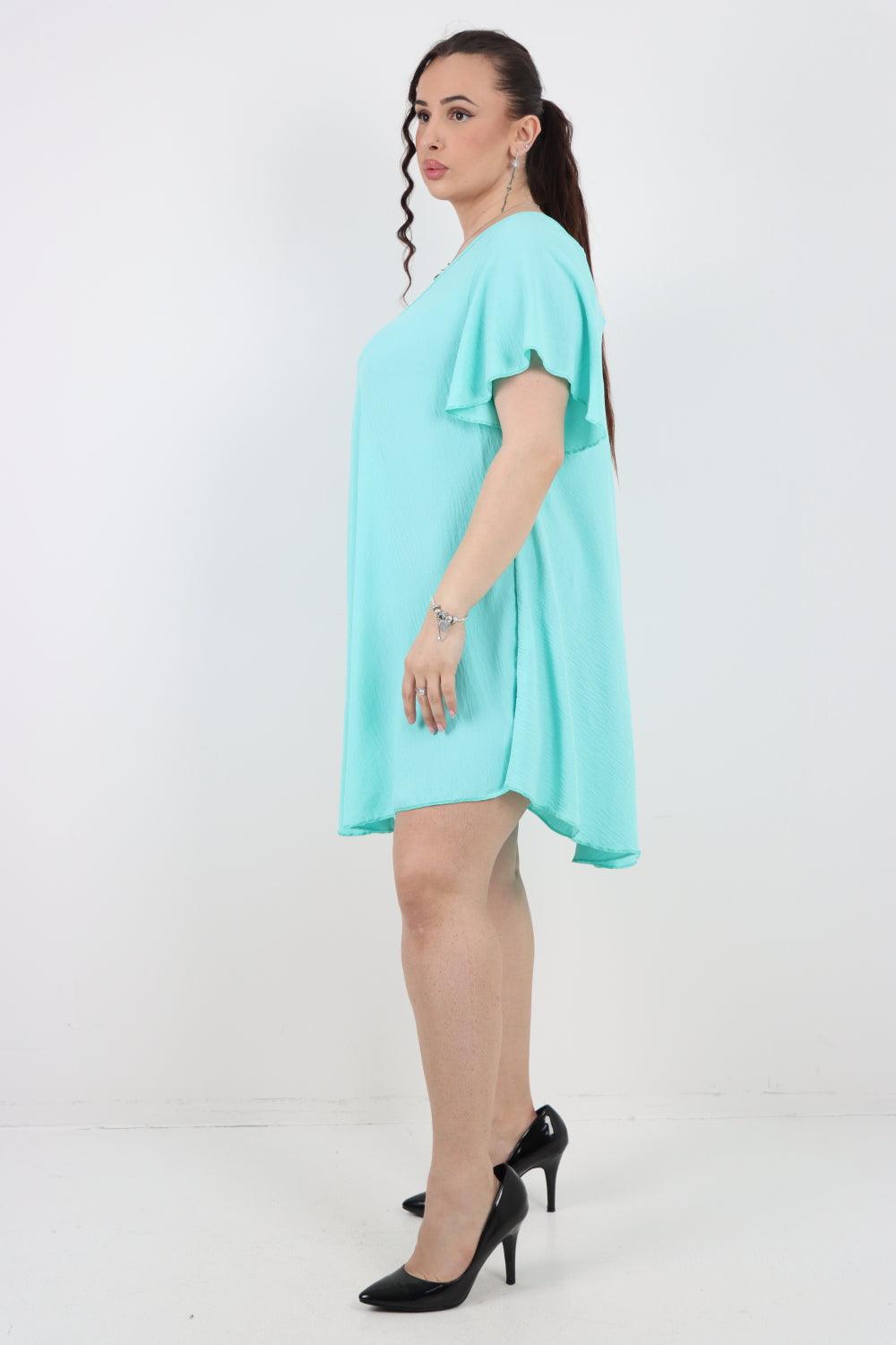 Plain Short Sleeve Mini Dress - Lashra Fashion