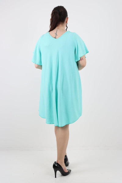 Plain Short Sleeve Mini Dress - Lashra Fashion