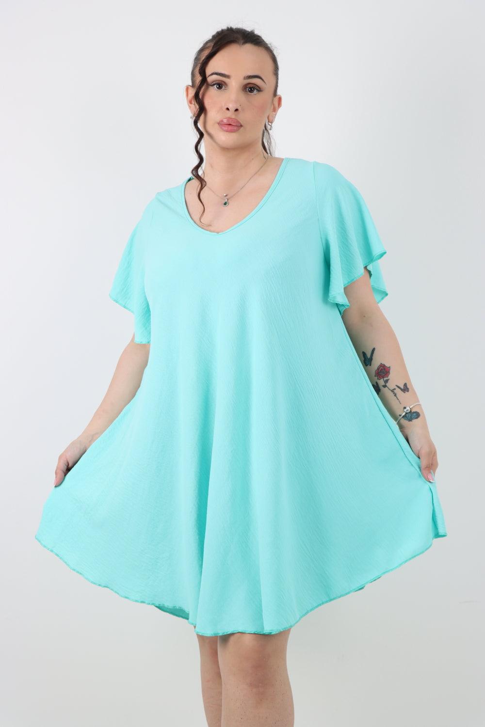 Plain Short Sleeve Mini Dress - Lashra Fashion