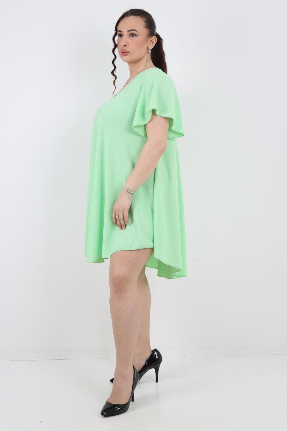 Plain Short Sleeve Mini Dress - Lashra Fashion