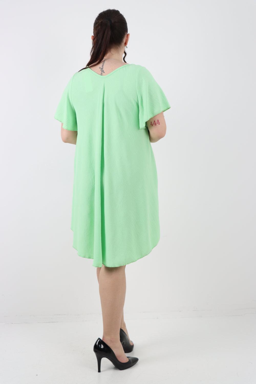 Plain Short Sleeve Mini Dress - Lashra Fashion