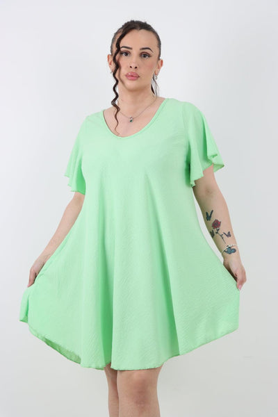 Plain Short Sleeve Mini Dress - Lashra Fashion