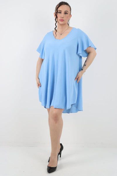 Plain Short Sleeve Mini Dress - Lashra Fashion