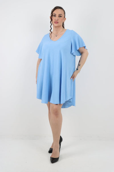 Plain Short Sleeve Mini Dress - Lashra Fashion