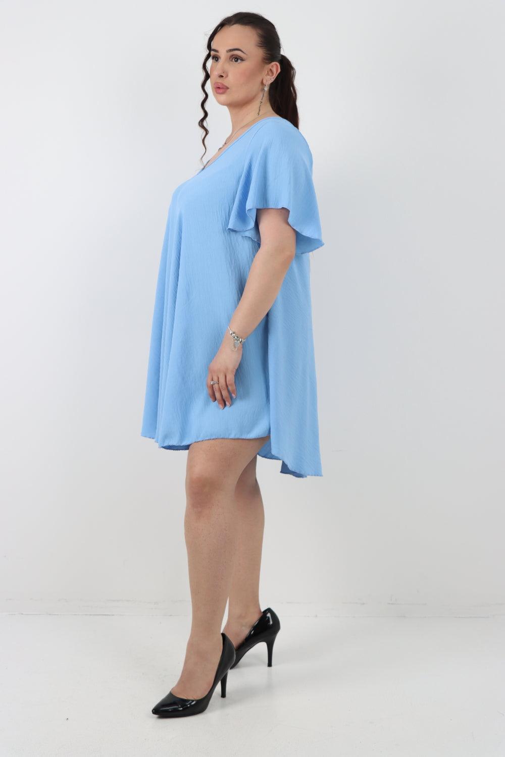 Plain Short Sleeve Mini Dress - Lashra Fashion