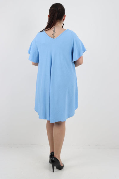 Plain Short Sleeve Mini Dress - Lashra Fashion