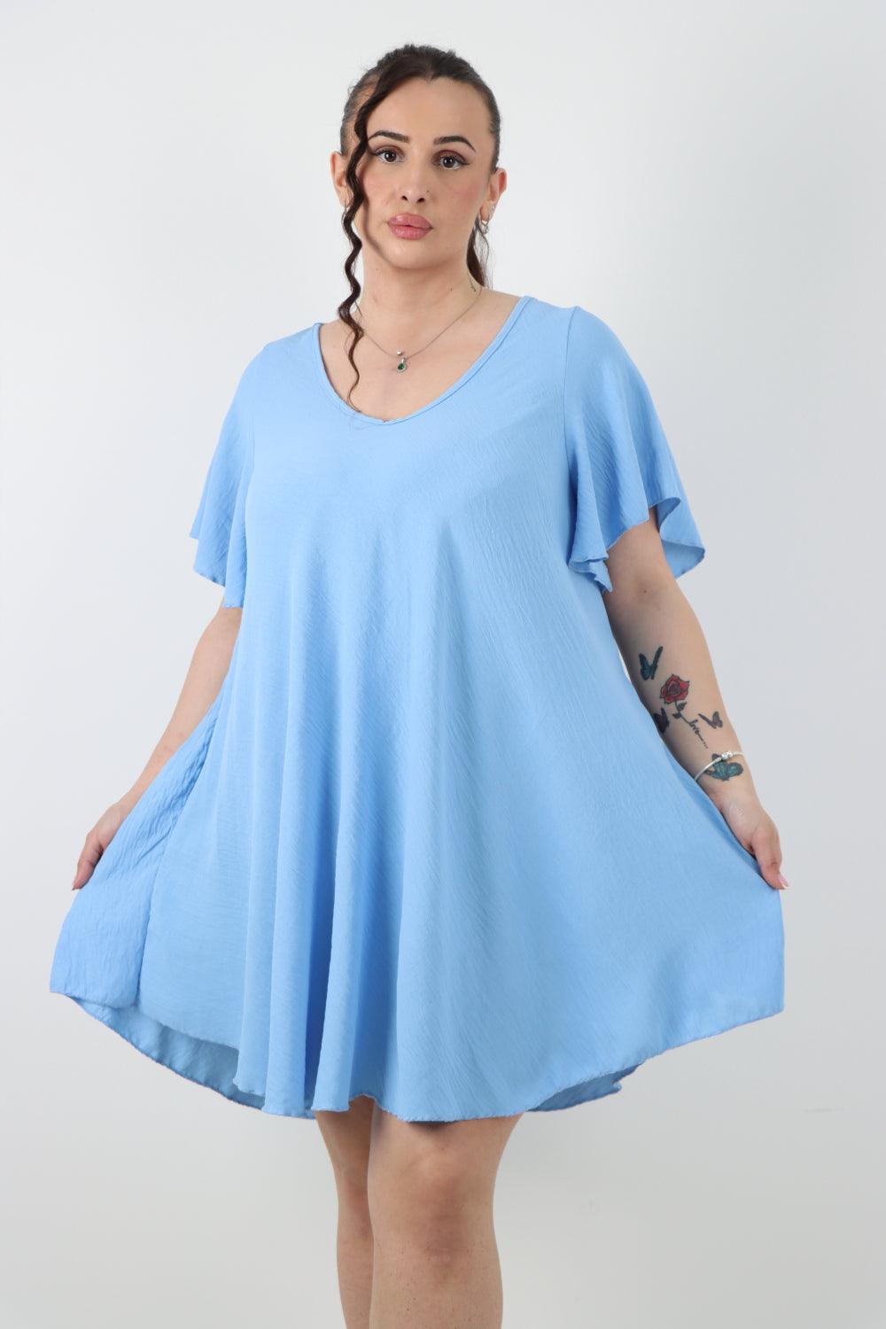 Plain Short Sleeve Mini Dress - Lashra Fashion