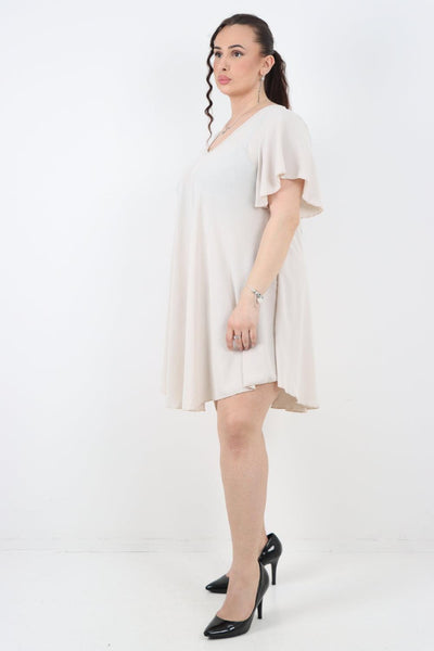 Plain Short Sleeve Mini Dress - Lashra Fashion