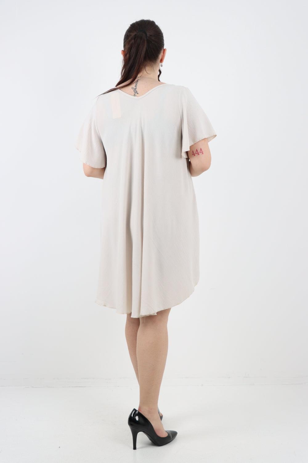 Plain Short Sleeve Mini Dress - Lashra Fashion